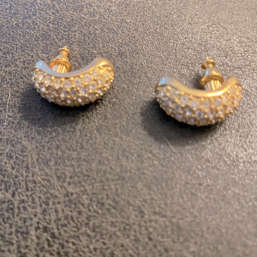 Crystal earrings and gold plated 1 inch